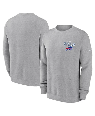 Nike Men's Heather Gray Buffalo Bills Primetime Club Fleece Pullover Sweatshirt