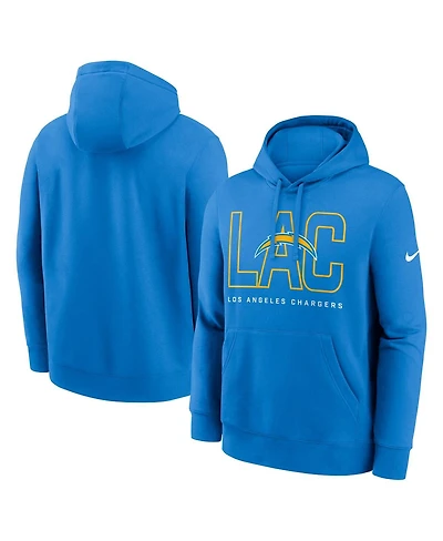 Nike Men's Powder Blue Los Angeles Chargers Busted Play Club Fleece Pullover Hoodie