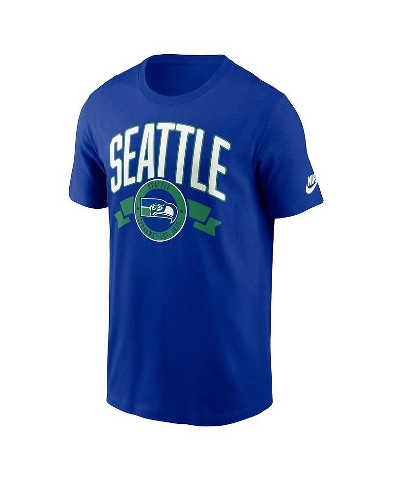 Nike Men's Royal Seattle Seahawks Rewind Front and Back Hit Essential T-Shirt