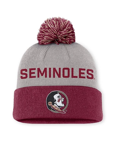 Nike Men's Gray/Garnet Florida State Seminoles Primetime Peak Cuffed Knit with Pom Hat