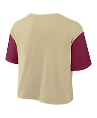 Nike Women's Gold/Garnet Florida State Seminoles Color-Block Script Dri-fit Cropped T-Shirt