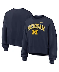 Nike Women's Navy Michigan Wolverines Oversized Phoenix Arch Pullover Sweatshirt