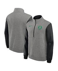 Nike Men's Heather Gray/Black Oregon Ducks Club Fleece Half-Zip Pullover Sweatshirt