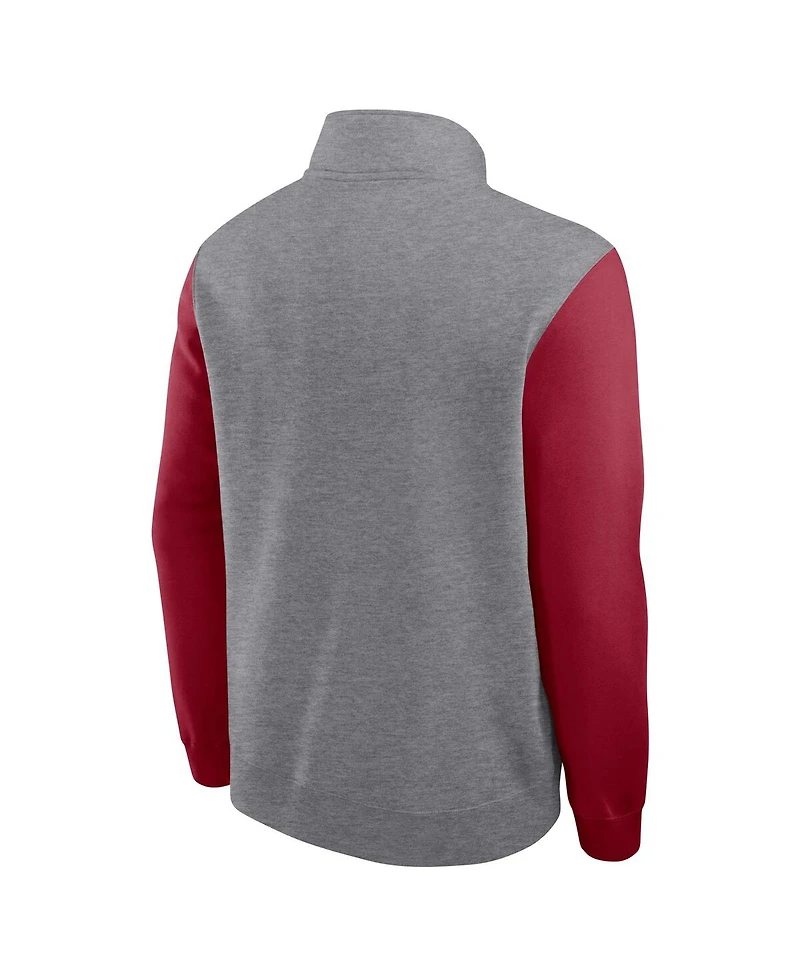 Jordan Men's Heather Gray Oklahoma Sooners Club Fleece Half-Zip Pullover