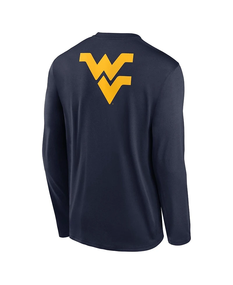Nike Men's Navy West Virginia Mountaineers Primetime Campus 2-Hit Legend Long Sleeve T-Shirt
