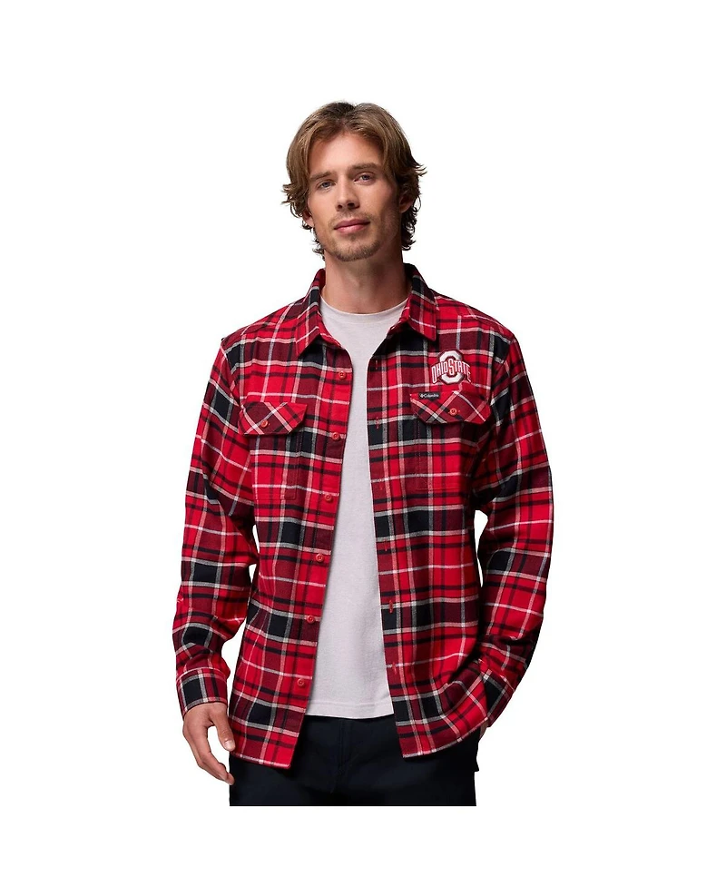 Columbia Men's Scarlet Ohio State Buckeyes Flare Gun Omni-Wick Flannel Long Sleeve Button-Up Shirt