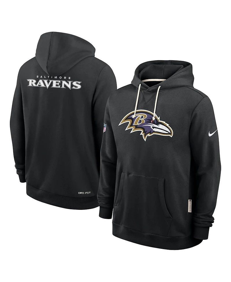 Nike Men's Black Baltimore Ravens Sideline Standard Issue Initial Home Dri-fit Hoodie