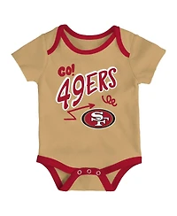 Outerstuff Baby Boys and Girls 3-Pack San Francisco 49ers All Day Play Bodysuit Set