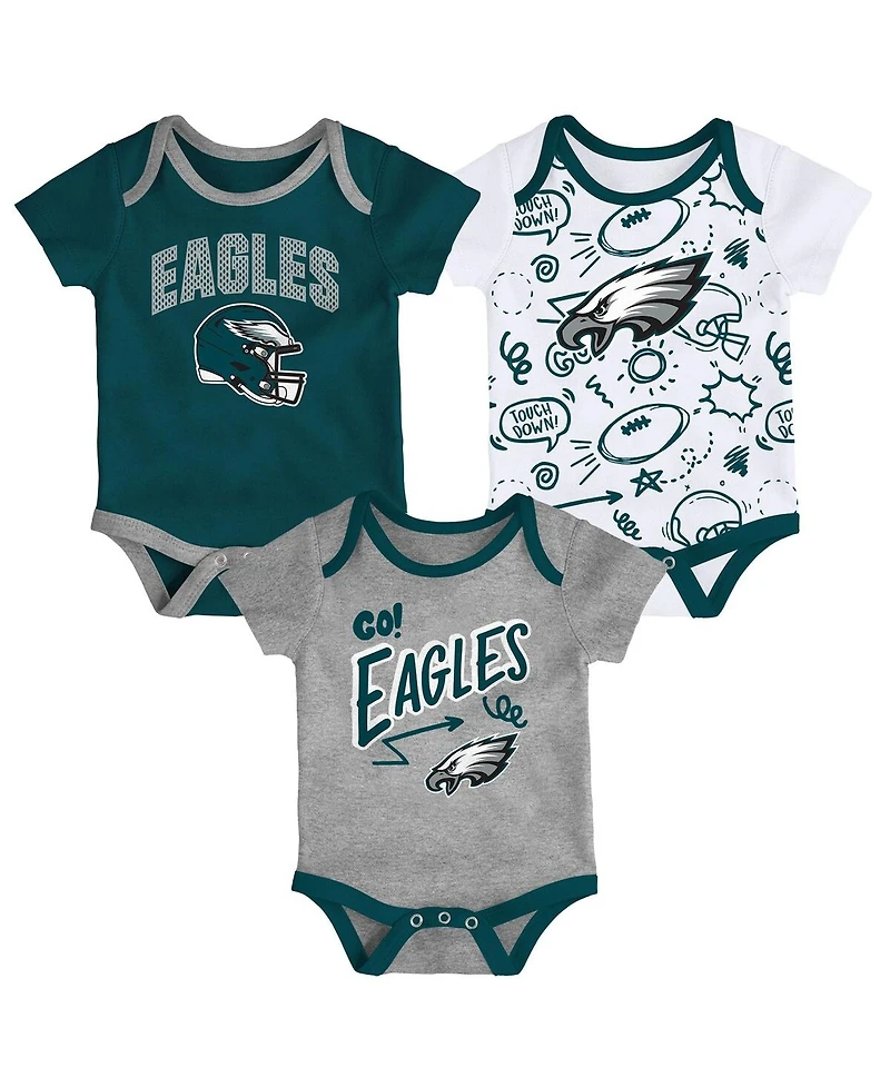 Outerstuff Baby Boys and Girls 3-pack Philadelphia Eagles All Day Play Bodysuit Set