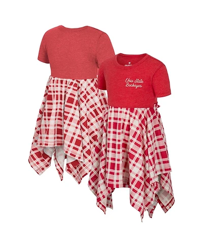 Colosseum Girls Toddler Scarlet Ohio State Buckeyes Marceline Plaid Dress