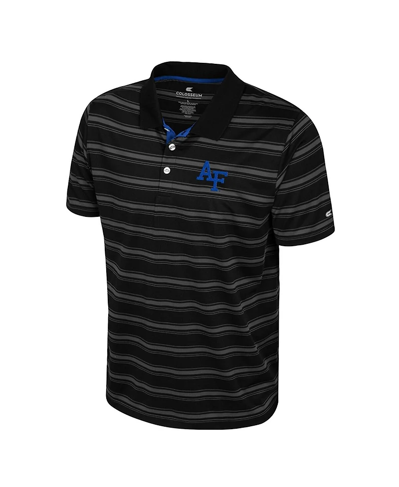 Colosseum Men's Black Air Force Falcons Milk Steak Polo Shirt