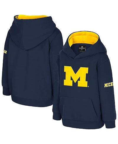 Colosseum Toddler Navy Michigan Wolverines Big Logo Volume Fleece Pullover Hoodie