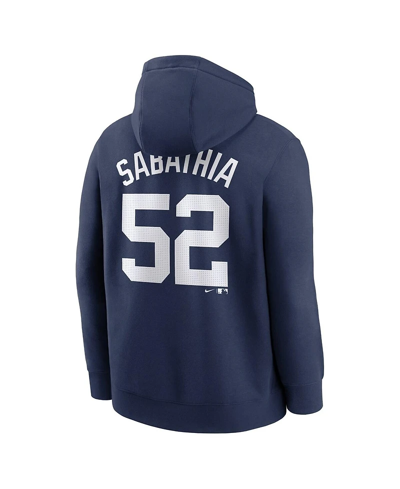 Nike Men's Cc Sabathia Navy New York Yankees Retired Player Name Number Club Pullover Hoodie