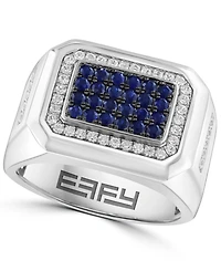 Effy Collection Sapphire (3/4 ct. t.w.) and White Zircon (5/8 ct. t.w.) Ring in Sterling Silver