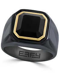 Effy Collection Men's Onyx Ring in 14K Gold over Silver