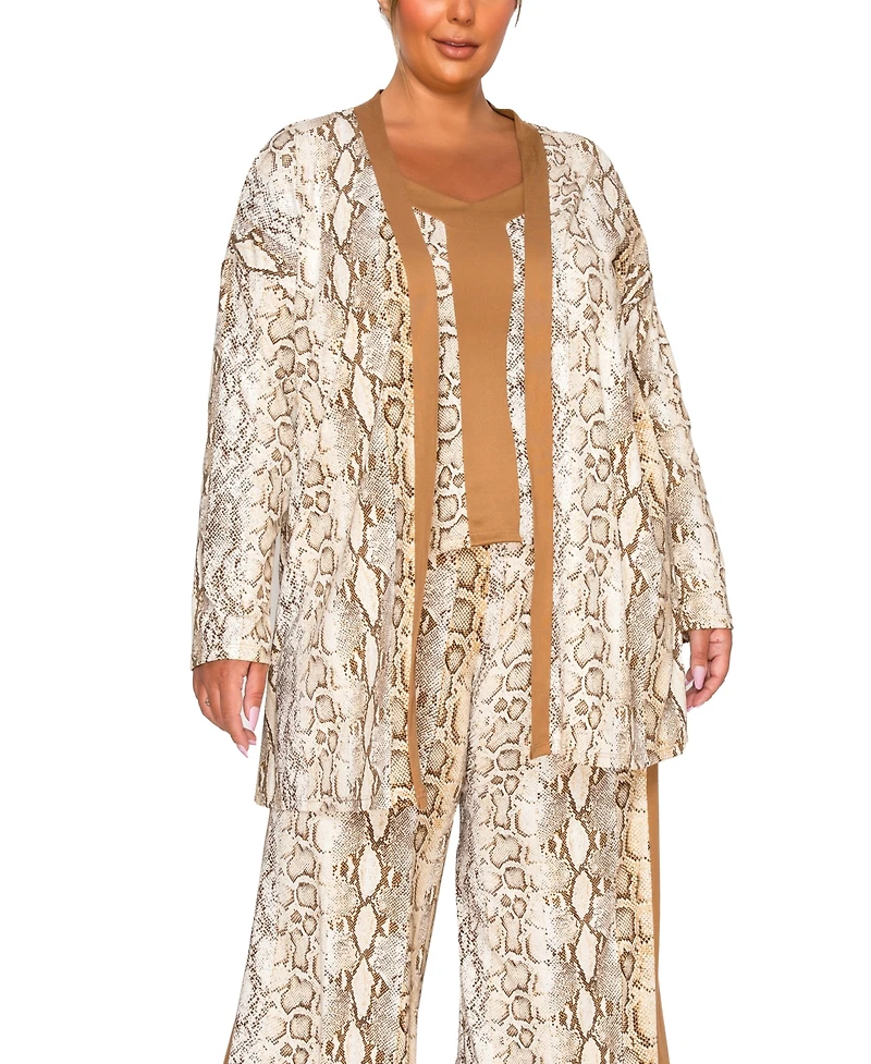 Coin 1804 Plus Python Contrast Cardigan Sweater