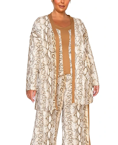 Coin 1804 Plus Python Contrast Cardigan Sweater