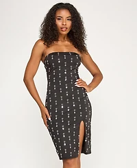 Seni & Cade Juniors' Beaded Satin Strapless Back Midi Dress