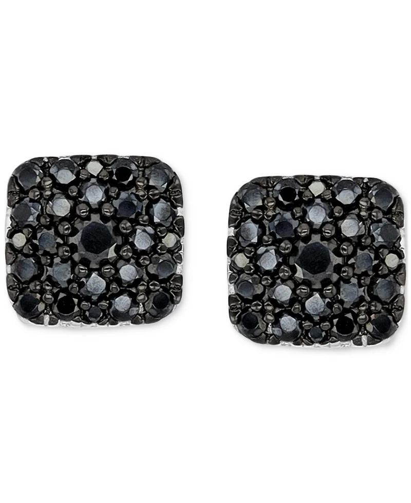 Macy's Black Spinel Stud Earrings (1.02 ct.t.w.) in Sterling Silver
