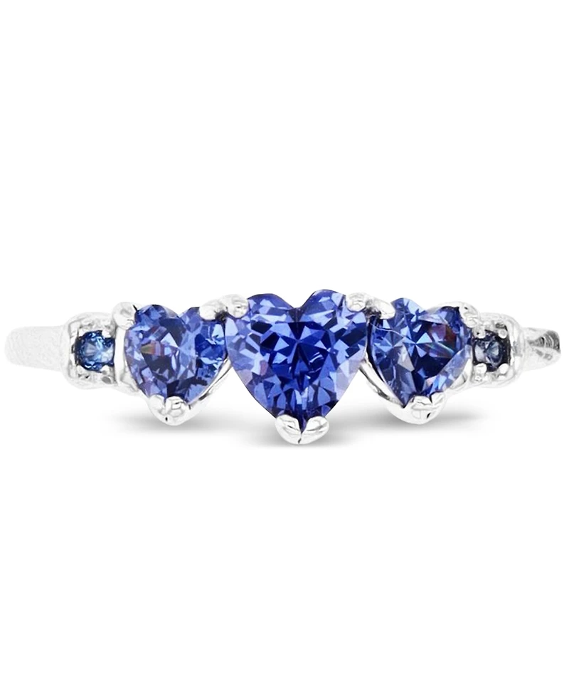 Macy's Tanzanite Heart Shape Anniversary Band Ring (1.596 ct. t.w.) Sterling Silver