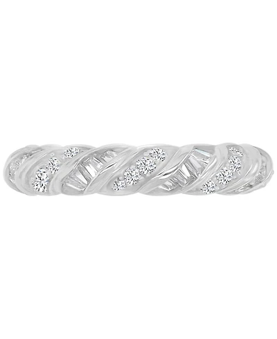 Macy's Cubic Zirconia Baguette Cut Twisted Eternity Ring (4.55 ct.t.w.) Sterling Silver