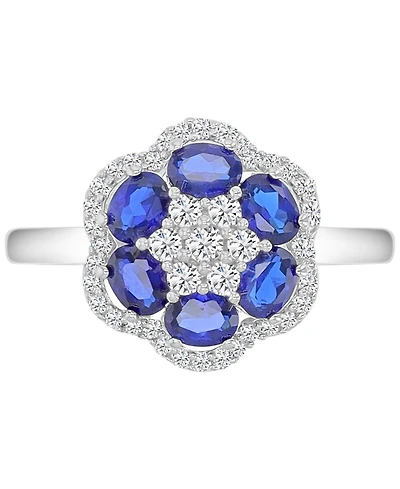 Macy's Blue Sapphire (1.2 ct. t.w.) and White (0.47 Ring Sterling Silver