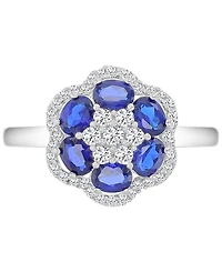 Macy's Blue Sapphire (1.2 ct. t.w.) and White (0.47 Ring Sterling Silver