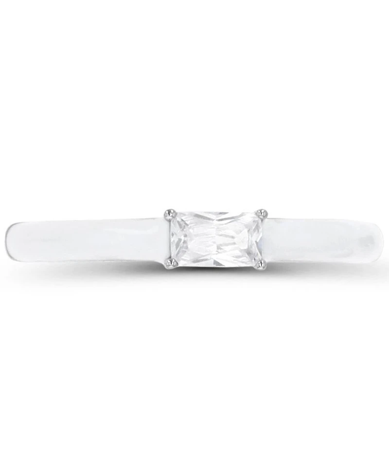 Macy's Cubic Zirconia (0.5 ct. t.w.) and Enamel Emerald Cut Ring Sterling Silver