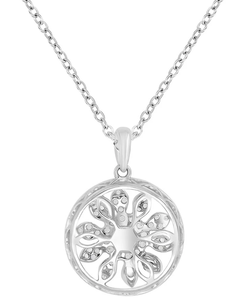 Macy's Diamond Blue Sapphire (0.37 ct. t.w.) and White Sapphire (0.32 ct. t.w.) Necklace in Sterling Silver