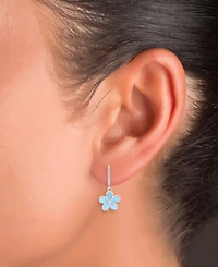 Macy's Flower Shape Opal (2.5 ct. t.w.) Earrings in Sterling Silver
