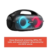 RadioShack 60W Black and Gray Wireless Portable Speaker With Lights True Wireless Audio And Type C-Charging Cable 4001787