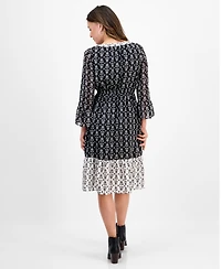 Style & Co Petite Damask Shine Flutter-Sleeve Dress, Macy's Exclusive