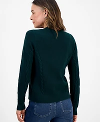Style & Co Petite Ribbed Cable Crewneck Sweater, Macy's Exclusive