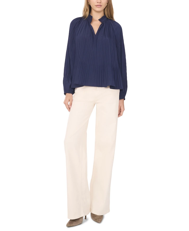 1.state Women's Long Sleeve Pleat Blouse