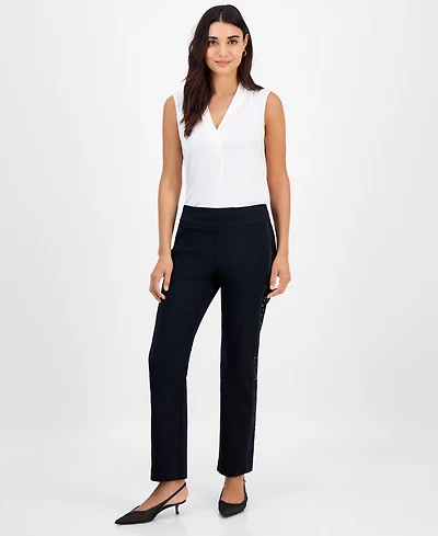Jm Collection Petite Sequin-Trim Cambridge Pants, Macy's Exclusive