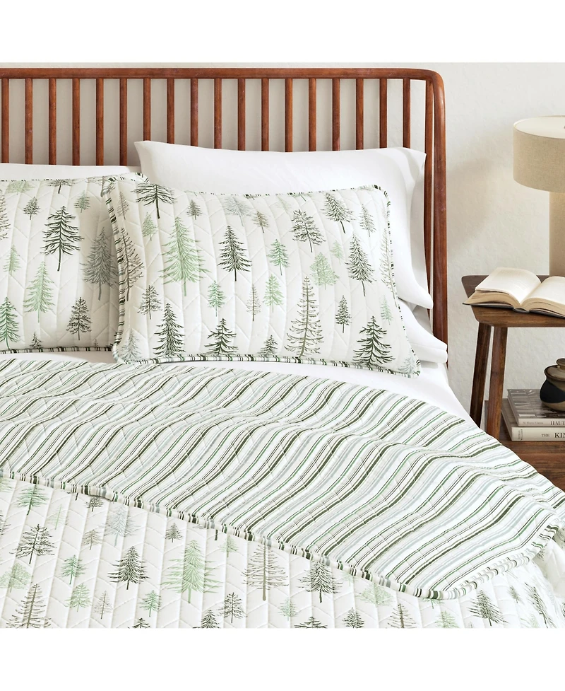 Linery & Co. Rustic Lodge Trees Microfiber Quilt Set With Shams