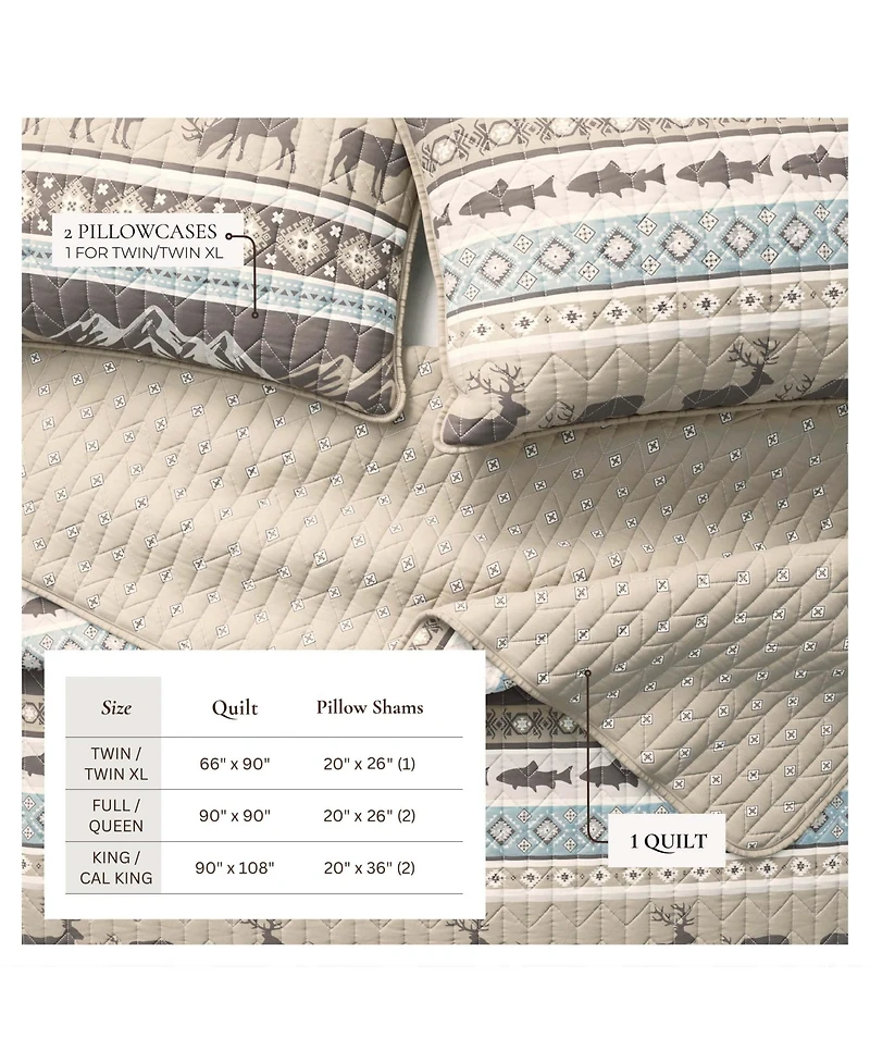 Linery & Co. Wildlife Stripe Microfiber Quilt Set With Shams