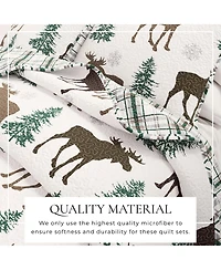 Linery & Co. Moose Evergreens Microfiber Quilt Set With Shams