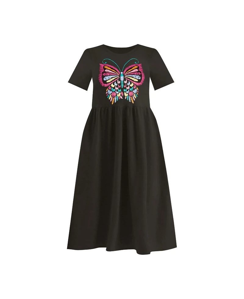 Woman Within Plus Short-Sleeve Scoopneck Empire Waist Dress