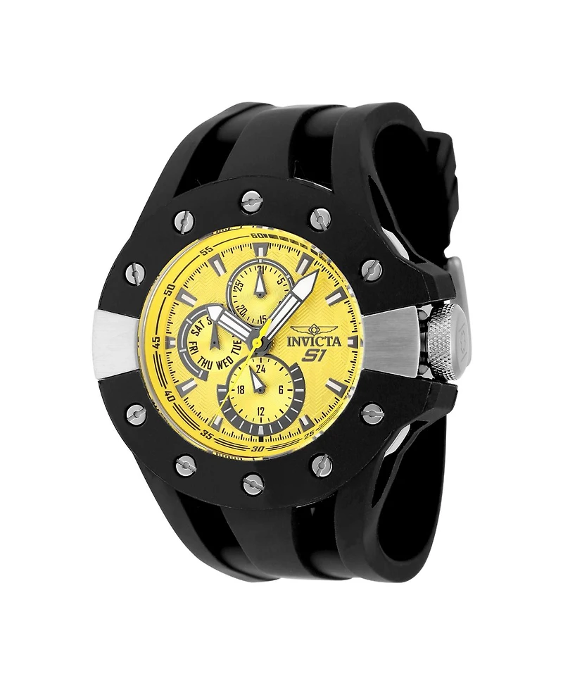 Invicta Men's 48120 S1 Rally Quartz Chronograph Black, Yellow Dial Watch