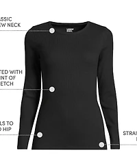 Lands' End Women's Petite Long Sleeve Micro Rib T-Shirt