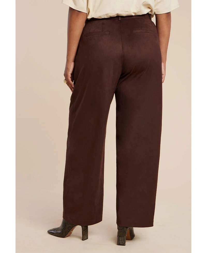 Eloquii Women's Plus Faux Suede Wide Leg Pant