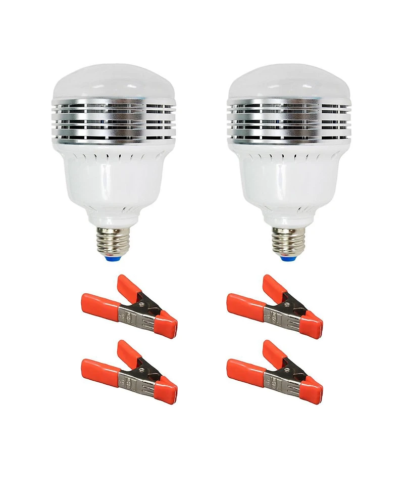 Savage 50W Bi-Color Led Light Bulb, 2-Pack, Bundle with 4x 1-1/4x1" Steel Spring Orange Clamp