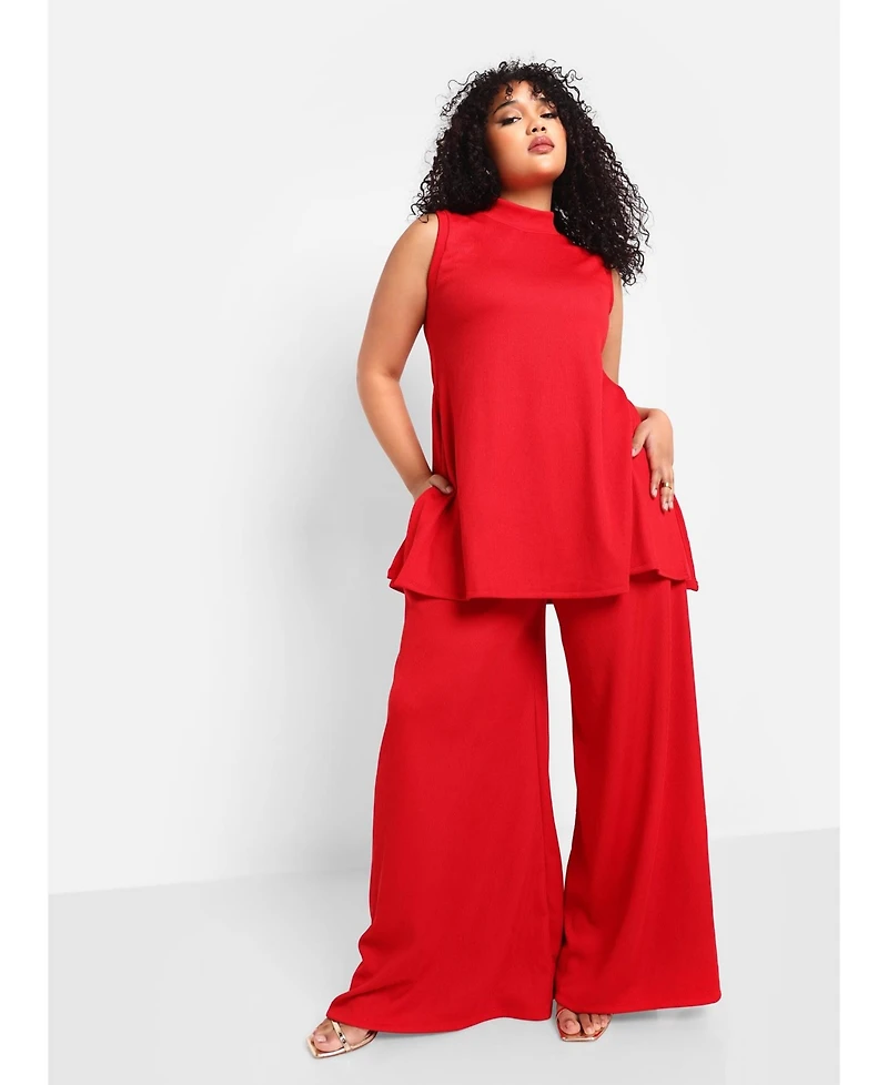 Rebdolls Plus Ribbed Wide Leg Pants W. Pockets