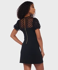 B Darlin Women's Embellished Puff Sleeve Dress