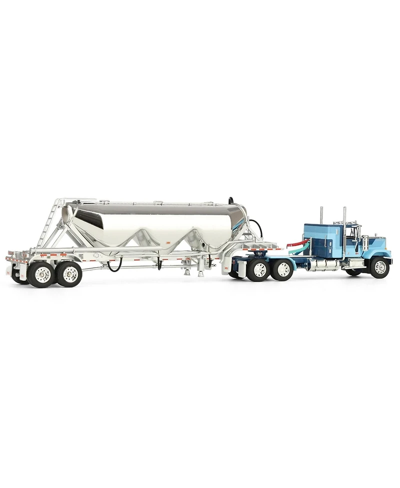First Gear Dcp 1/64 Blue Gmc General with 34in Flattop Sleeper & Heil Pneumatic Tank Trailer 60-1924