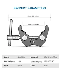 SmallRig Super Clamp with 1/4" and 3/8" Thread, 2-Pack