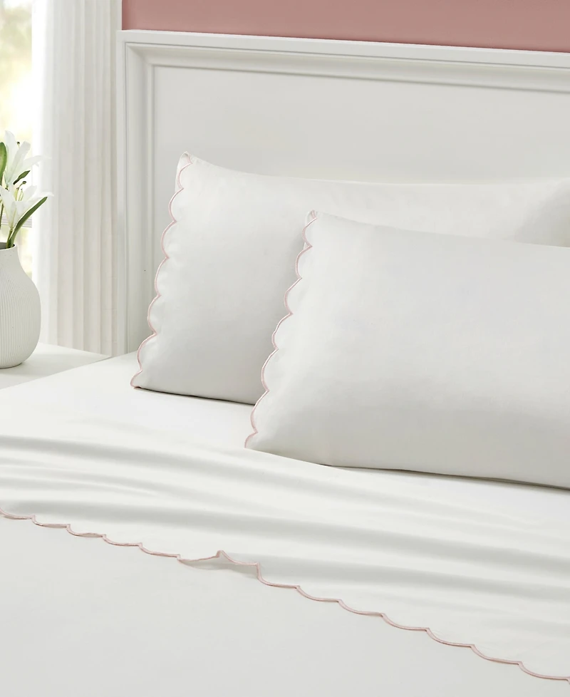 Peri Home Scallop 300-Thread Count Cotton 3-Pc. Sheet Set, Twin