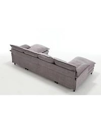 Streamdale U-Shaped Modular Sofa Couch with Waist Pillows and Chaise Lounge (Gray, Terrycloth)