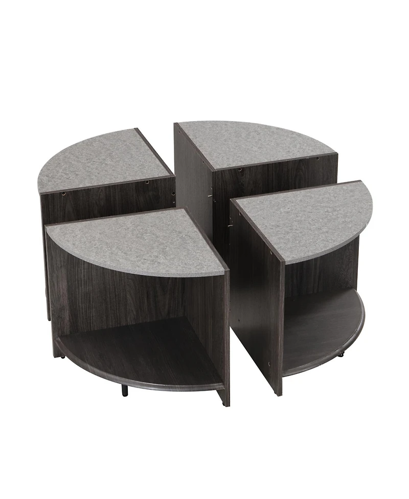 Streamdale 4 Piece of Industrial Round Coffee Table,Sturdy and Easy Assembly, 2-Tier with Storage for Living Room, Garden